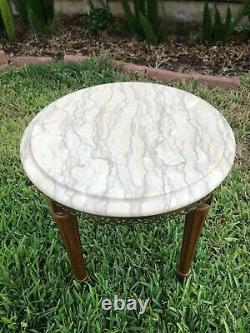 Vintage Tripod French Provincial Small Marble Top Table