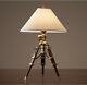 Vintage Tripod Table Lamp Brown Tripod Stand Shade Lamp Hand Made Home Decor