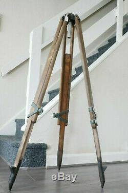 Vintage Tripod Wooden Surveyors Industrial Light Lamp Project Decor