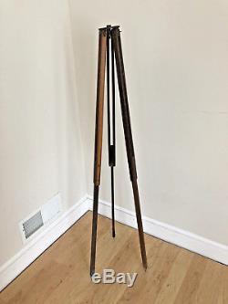 Vintage WOOD TRIPOD camera stand Industrial Light Lamp wooden antique Loft Decor