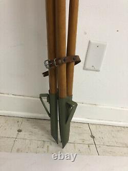 Vintage WOOD TRIPOD rustic decor transit light stand survey industrial wooden UK