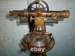 Vintage W. & L. E Gurley Surveyor Transit with Compass, Wooden Tripod and Case