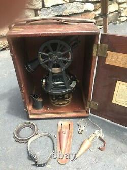 Vintage Warren-Knight Co Sterling Transit Compass with Wooden Case & Tripod