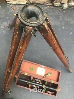 Vintage Warren-Knight Co Sterling Transit with Wooden Case &Tripod also a Plum-bob