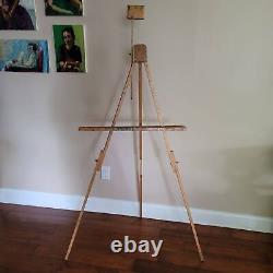 Vintage Weber 31 Wooden Floor Easel Tripod Legs Adjustable Folding