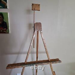 Vintage Weber 31 Wooden Floor Easel Tripod Legs Adjustable Folding