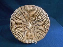 Vintage Wicker Tripod Stool Hand Woven Rattan 3 Legs Attributed To TONY PAUL MCM