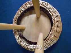 Vintage Wicker Tripod Stool Hand Woven Rattan 3 Legs Attributed To TONY PAUL MCM