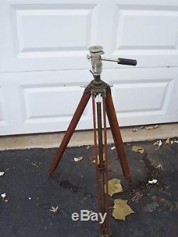 Vintage Wood/Brass Green Military Photographer Tripod Rare WWII WWI