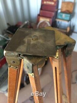 Vintage Wood & Brass Traveling Compact Tripod
