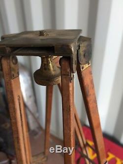 Vintage Wood & Brass Traveling Compact Tripod