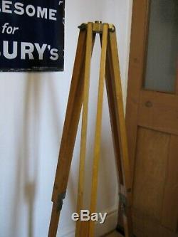 Vintage Wood & Brass Tripod Can Adapt To Theatre Lamp Stand etc. 120 cm Tall