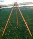 Vintage Wood Brass Tripod Stand Stamped Nprr Northern Pacific Railroad
