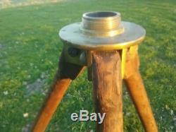 Vintage Wood Brass Tripod Stand Stamped NPRR Northern Pacific railroad