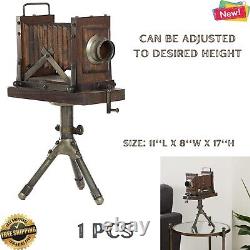 Vintage Wood Camera Sculpture Tripod Statue Decor Home/Office Metal Classic Gift