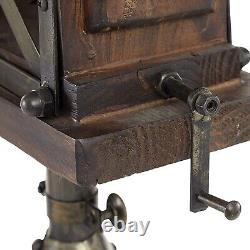 Vintage Wood Camera Sculpture Tripod Statue Decor Home/Office Metal Classic Gift