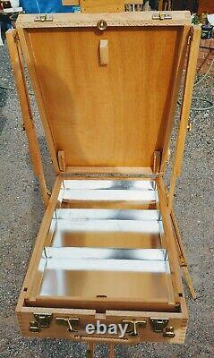 Vintage Wood Easel Grumbacher #286 France Plein Air Travel Wood Tin Lined
