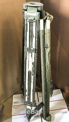 Vintage Wood Military Surveying Tripod and Pole Offset Rod Green