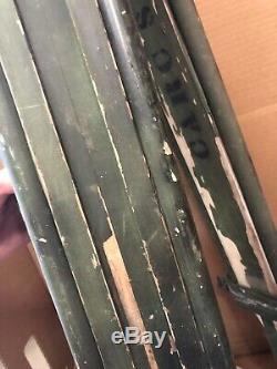 Vintage Wood Military Surveying Tripod and Pole Offset Rod Green