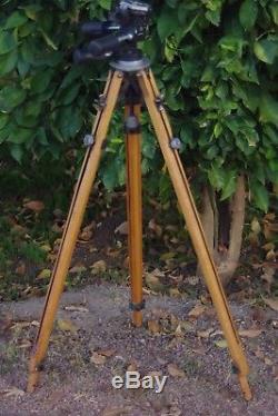 Vintage Wood Otto (Ries) Tripod by with Bogen Head #3047