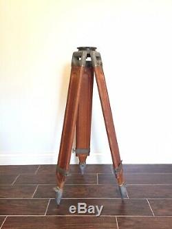 Vintage Wood Surveyor Tripod Adjustable Surveying Transit Level Lamp Base 58