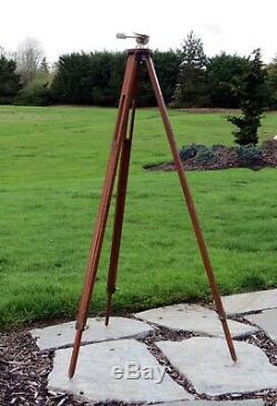 Vintage Wood TRIPOD, Surveyor, Camera, Adjustable Legs to 66 Tall, Tilt Head