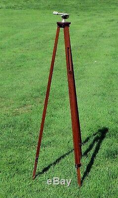 Vintage Wood TRIPOD, Surveyor, Camera, Adjustable Legs to 66 Tall, Tilt Head