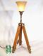 Vintage Wood Tripod Floor / Table Lamp Edison Uplight One-of-a-kind Statement