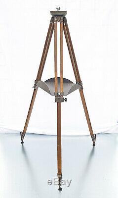 Vintage Wood Tripod Reflector Stand Floor Lamp Industrial Old Loft Design 146cm