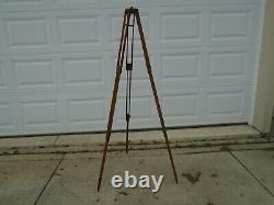 Vintage Wood Tripod Transit Camera 57 to 24 Oak withBrass Hardware and Tips