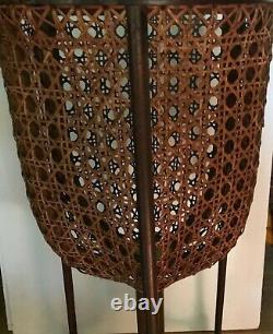 Vintage Wood and Cane Tripod Hexagon Plant Holder 26 tall Rare & Unusual