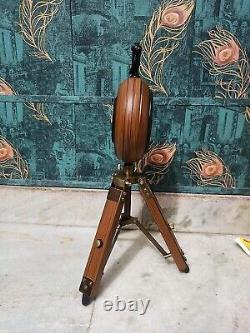 Vintage Wooden Brass Table Desk Clock With Tripod Home & Office Decor Nautical