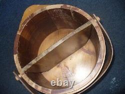 Vintage Wooden Bucket 3-Leg Tripod Handle Divided center RARE