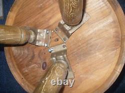 Vintage Wooden Bucket 3-Leg Tripod Handle Divided center RARE