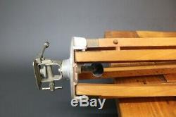 Vintage Wooden Camera Tripod Surveyor Military Spot Lamp Teak & Brass Fittings