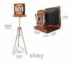 Vintage Wooden Camera With Tripod Stand Desk Top/Table & Floor Camera Decorative