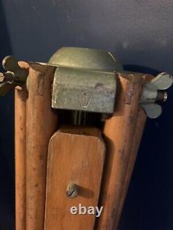 Vintage Wooden + Metal Surveying Tripod MCM Lighting / Industrial Lamp