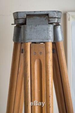 Vintage Wooden Surveyor's Tripod Theodolite Theatre Light Lamp Stand K002