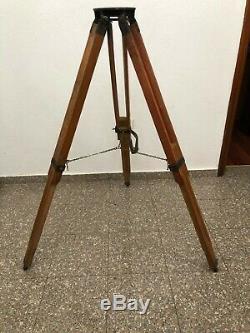 Vintage Wooden Tripod Camera Theodolite Survey Stand Tripod Max Height 130 CM
