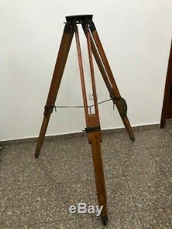 Vintage Wooden Tripod Camera Theodolite Survey Stand Tripod Max Height 130 CM