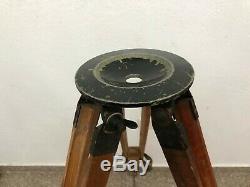 Vintage Wooden Tripod Camera Theodolite Survey Stand Tripod Max Height 130 CM