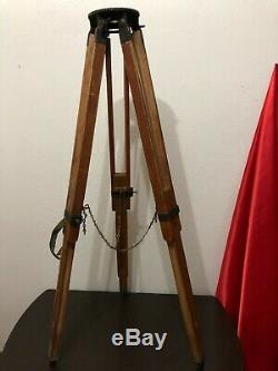 Vintage Wooden Tripod Camera Theodolite Survey Stand Tripod Max Height 130 CM