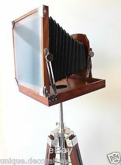Vintage Wooden Tripod Film Camera Folding Old Antique Stand Floor Decorative