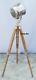 Vintage Wooden Tripod Floor Lamp Nautical Searchlight Home Decor Spotlight