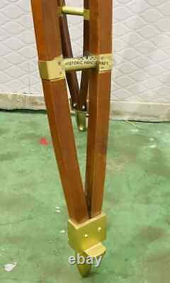 Vintage Wooden Tripod Floor Lamp Stand Adjustable Brass Finish Floor Lamp Tripod