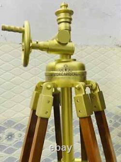 Vintage Wooden Tripod Floor Lamp Stand Adjustable Brass Finish Floor Lamp Tripod
