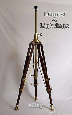 Vintage Wooden Tripod Floor/Standing Lamp Steampunk/Industrial Home Lamp UK