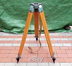 Vintage Wooden Tripod K002 Light Surveying Equipment Leather Strap Nos