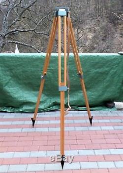 Vintage Wooden Tripod K002 Light Surveying Equipment Leather Strap Nos