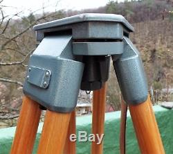 Vintage Wooden Tripod K002 Light Surveying Equipment Leather Strap Nos